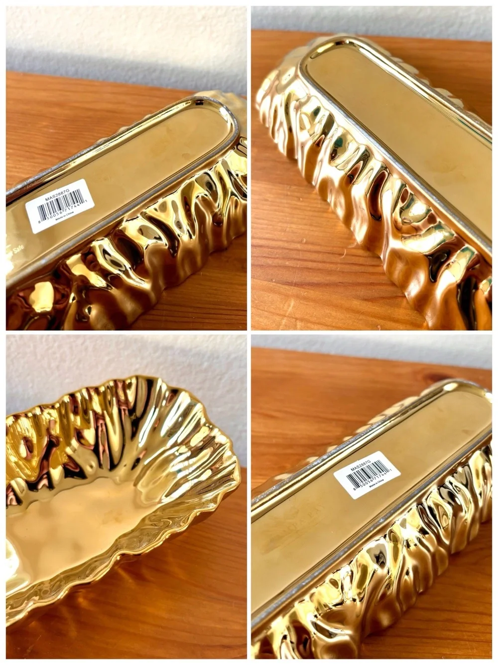 metallic gold finish porcelain cracker tray NWT